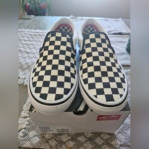 Vans Black and White Checkerboard Skate Slip-Ons